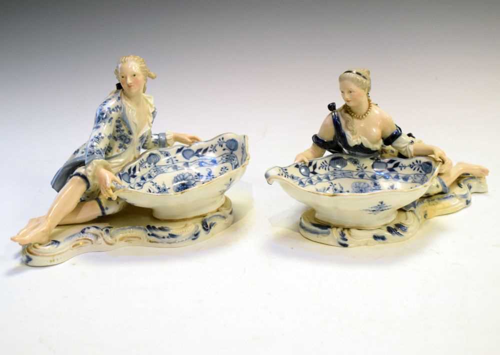 Lot 286 - Pair of Meissen figural sweetmeat dishes
