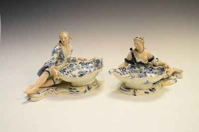 Lot 286 - Pair of Meissen figural sweetmeat dishes