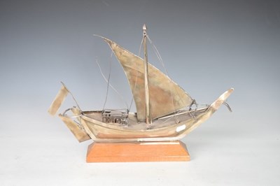 Lot 136 - Middle Eastern white metal model yacht