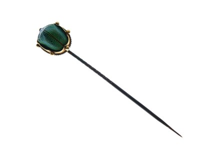 Lot 70 - Victorian scarab beetle stick pin in original case