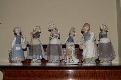 Lot 323 - Lladro - Six porcelain female figures