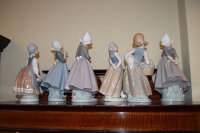 Lot 323 - Lladro - Six porcelain female figures