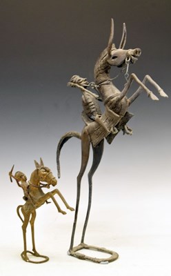 Lot 225 - Two African metal sculptures of mounted riders