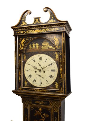 Lot 443 - Scottish Interest - George III black-lacquered chinoiserie 8-day longcase clock