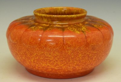 Lot 251 - Pilkington's Royal Lancastrian orange glaze squat vase