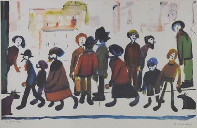 Lot 339 - After Laurence Stephen Lowry, (1887-1976) – Limited edition signed print – ‘People Standing About’