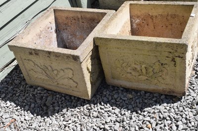 Lot 601 - Two square Sandford Stone style garden planters