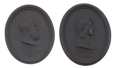 Lot 224 - Wedgwood and Bentley black basalt oval medallion