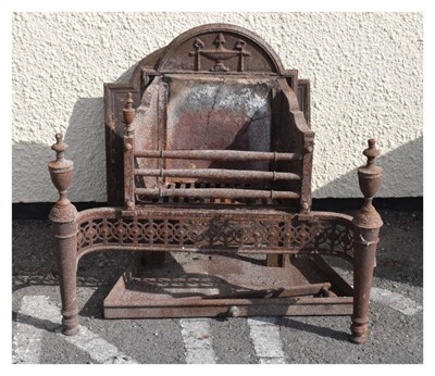 Lot 556 - Iron dog/ fire grate and fire back