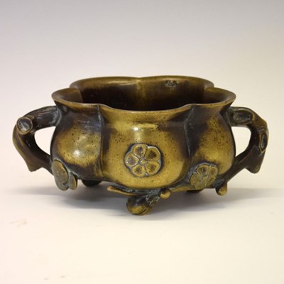 Lot 288 - Japanese bronze gourd-form koro or incense burner