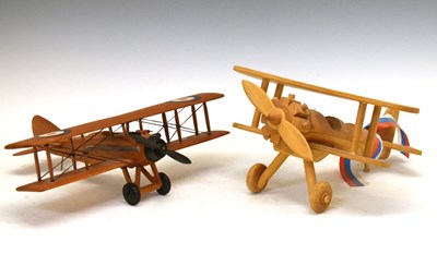 Lot 586 - Two modern wooden model airplanes