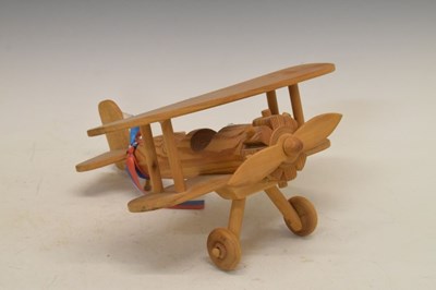 Lot 586 - Two modern wooden model airplanes