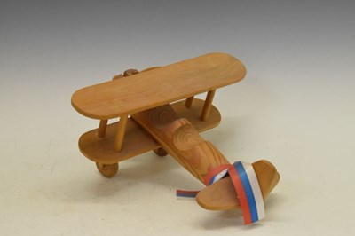 Lot 586 - Two modern wooden model airplanes