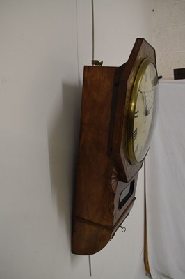 Lot 445 - Early Victorian brass-inlaid mahogany-cased single-fusee drop-dial wall clock, Lamport, Plymouth