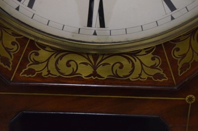 Lot 445 - Early Victorian brass-inlaid mahogany-cased single-fusee drop-dial wall clock, Lamport, Plymouth