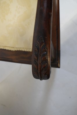 Lot 365 - Pair of reproduction chairs with carved decoration and padded backs