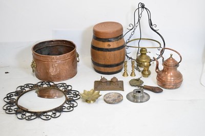 Lot 641 - Quantity of brass, copper and plated wares, etc