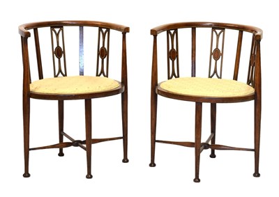 Lot 694 - Pair of Edwardian inlaid chairs