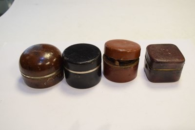 Lot 181 - Four late 19th or early 20th Century morocco covered travelling inkwells