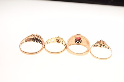 Lot 39 - Four various 9ct gold gem-set rings