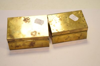 Lot 186 - Two Victorian rectangular gilt metal travelling inkwells/desk stands