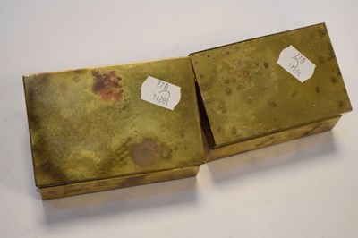 Lot 186 - Two Victorian rectangular gilt metal travelling inkwells/desk stands