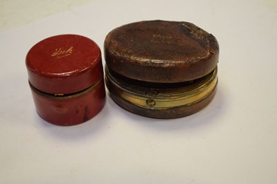 Lot 176 - Victorian morocco lined oval travelling inkwell or desk stand, etc.