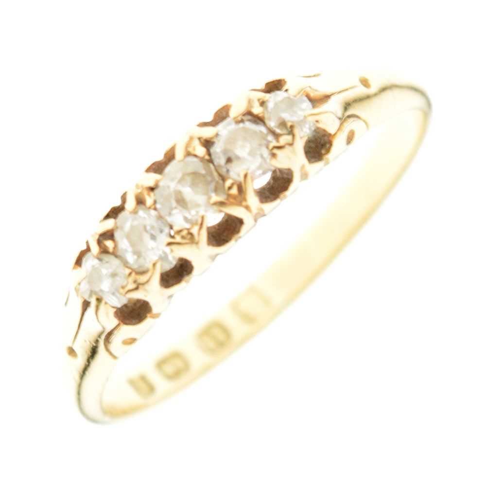 Lot 10 - 18ct gold five stone old-cut diamond ring