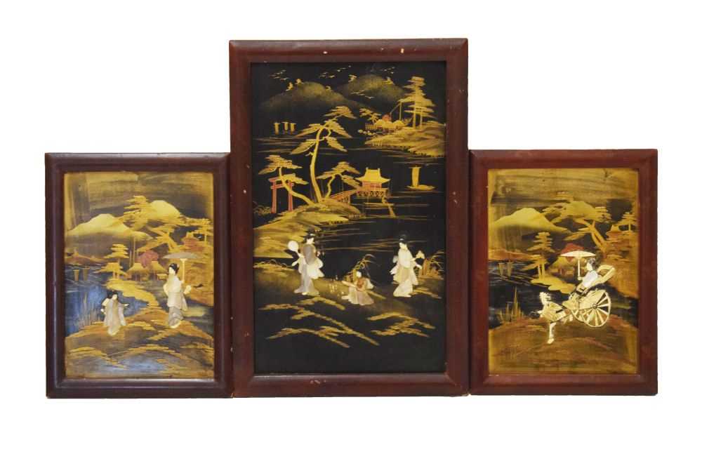 Lot 196 - Three Japanese lacquer panels