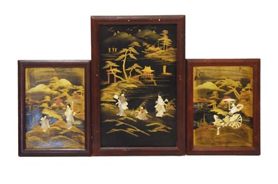 Lot 160 - Pair of Japanese lacquer panels, Meiji period