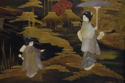 Lot 196 - Three Japanese lacquer panels