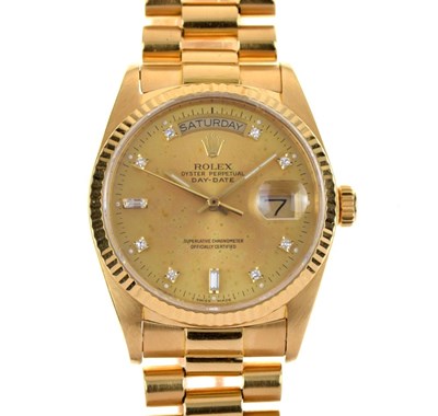 Lot 63 - Rolex - Gentleman's Oyster Perpetual Day-Date 18ct gold wristwatch