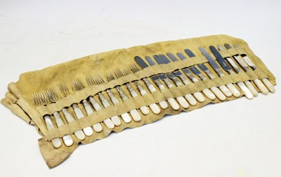 Lot 150 - Victorian silver mother of pearl handled twelve piece fruit knife and fork set, Sheffield 1879