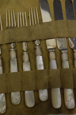 Lot 150 - Victorian silver mother of pearl handled twelve piece fruit knife and fork set, Sheffield 1879