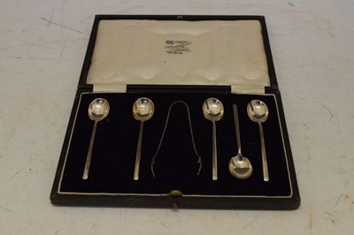 Lot 129 - Two silver serving spoons, etc.