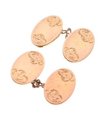 Lot 43 - Pair of Edwardian 9ct gold oval cufflinks