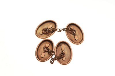 Lot 43 - Pair of Edwardian 9ct gold oval cufflinks