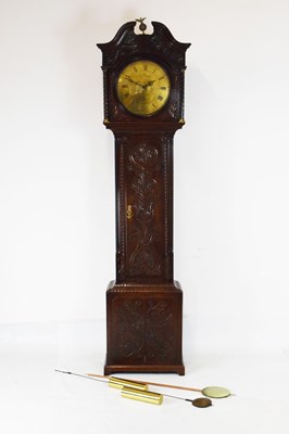 Lot 530 - Early 19th century oak cased 8-day brass dial longcase clock