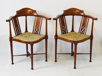 Lot 728 - Pair of Edwardian salon armchairs