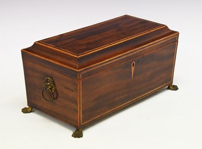 Lot 586 - Regency inlaid mahogany sarcophagus tea caddy