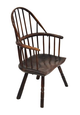 Lot 482 - Primitive ash and elm hoop-back Windsor chair