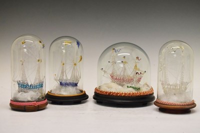 Lot 219 - Four Victorian glass 'frigger' ships under domes