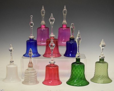 Lot 309 - Ten assorted coloured glass bells