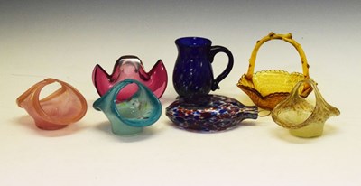 Lot 317 - Small collection of coloured glass baskets, etc.