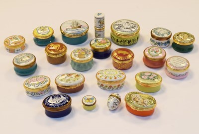 Lot 289 - Collection of approximately twenty Halcyon Days, Bilston and Battersea Enamel boxes