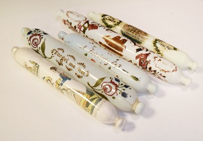 Lot 330 - Five various 19th Century glass rolling pins