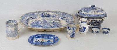 Lot 674 - Collection of mainly 19th Century blue and white transfer printed pottery