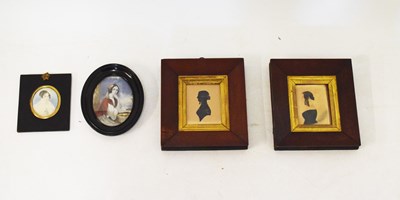 Lot 266 - Two 19th Century miniatures, and a silhouette and other