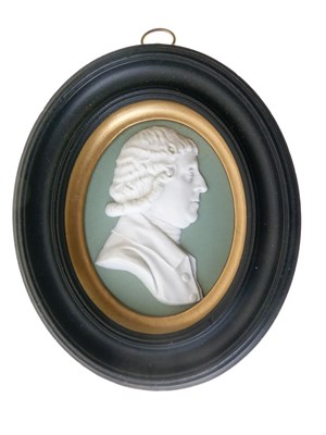 Lot 223 - Wedgwood green jasper dip porcelain portrait medallion - Marquess of Stafford