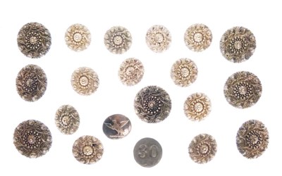Lot 169 - Assorted white metal buttons, etc.